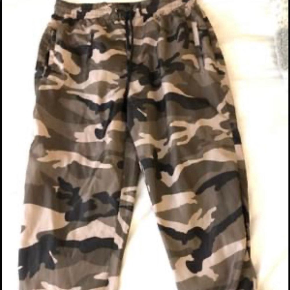 Camo windbreaker pants